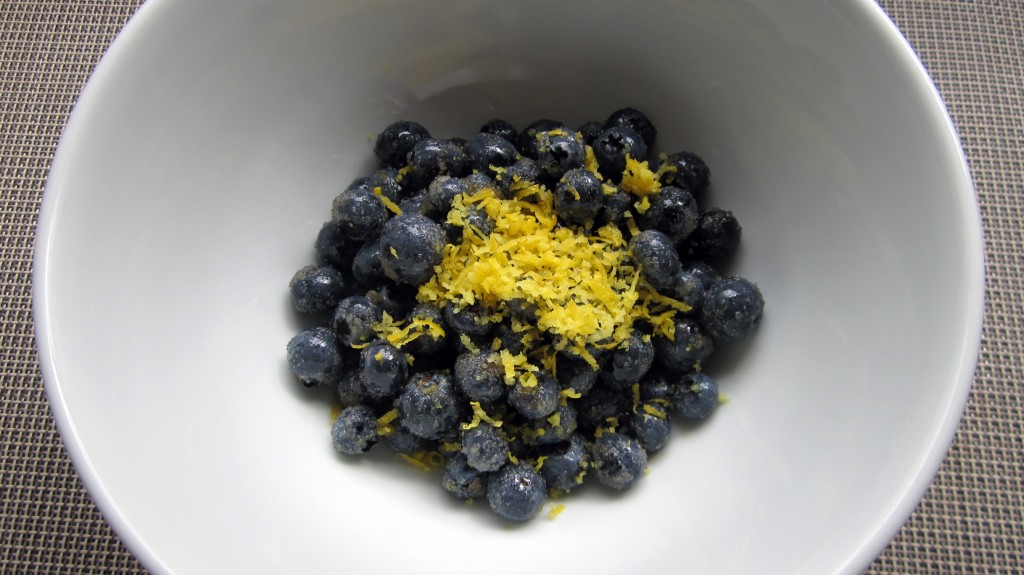 Blueberries, macadamia nuts, and lemon zest