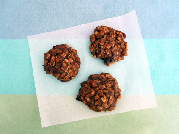 Healthy Breakfast Cookies - Vegan and Gluten-Free {NO Flour, NO sugar, NO oil! Just bananas, applesauce, peanut butter, maple syrup, vanilla extract, cinnamon, oats, walnuts and raisins}