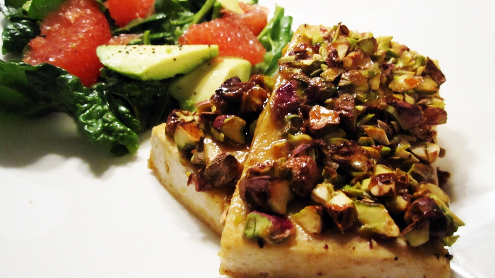 Pistachio-Crusted Maple Dijon Tofu - Vegan and Gluten-Free