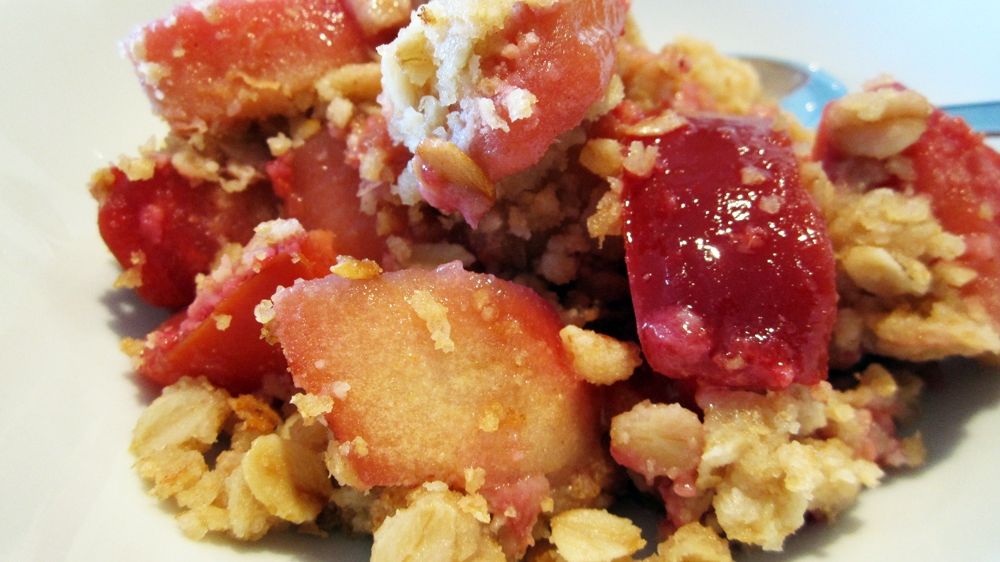 Vegan Apple & Plum Crumble/Crisp - Uses coconut oil instead of butter or margarine