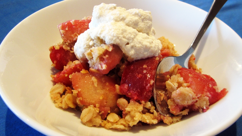 Vegan Apple & Plum Crumble/Crisp - Uses coconut oil instead of butter or margarine