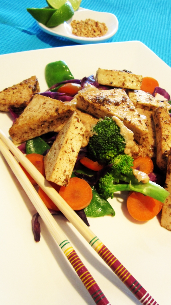 Tofu with Thai Coconut Peanut Sauce - Vegan and Gluten-Free