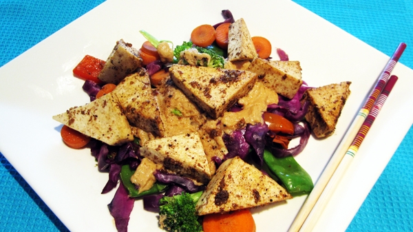 Tofu with Thai Coconut Peanut Sauce - Vegan and Gluten-Free