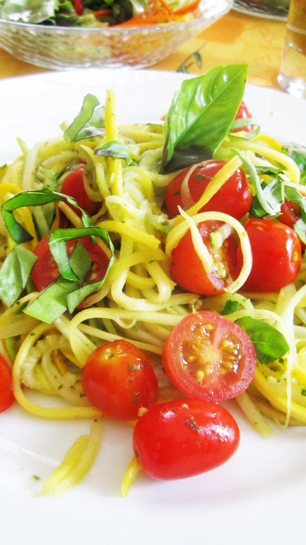 Fresh Tomato, Basil and Lemon Zucchini Pasta - Vegan, Gluten-Free, Low-Carb