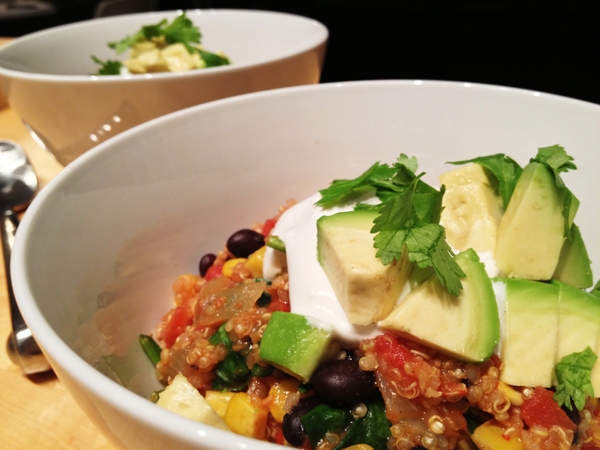 Oven-Baked Mexican Quinoa Casserole - Vegan and Gluten-Free {Dry quinoa and other ingredients cook right in the oven!}