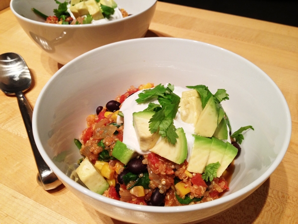 Oven-Baked Mexican Quinoa Casserole - Vegan and Gluten-Free {Dry quinoa and other ingredients cook right in the oven!}