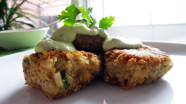 Quinoa Falafel with Avocado Tahini Dressing (Vegan, Gluten-Free)