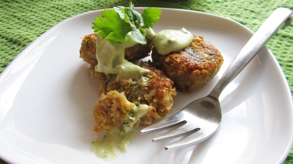 Quinoa Falafel with Avocado Tahini Dressing (Vegan, Gluten-Free)