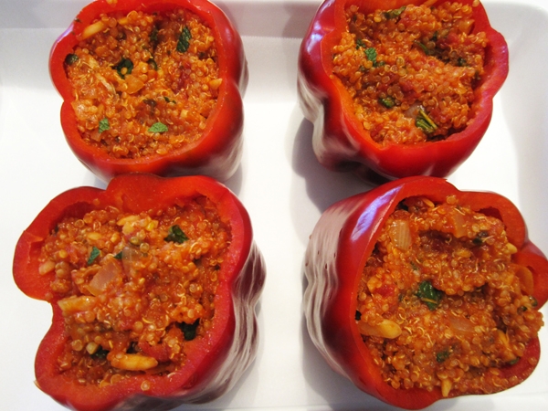 Make-Ahead Quinoa-Stuffed Peppers with Almonds and Mint - Vegan and Gluten-Free