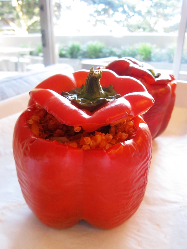 Make-Ahead Quinoa-Stuffed Peppers with Almonds and Mint - Vegan and Gluten-Free