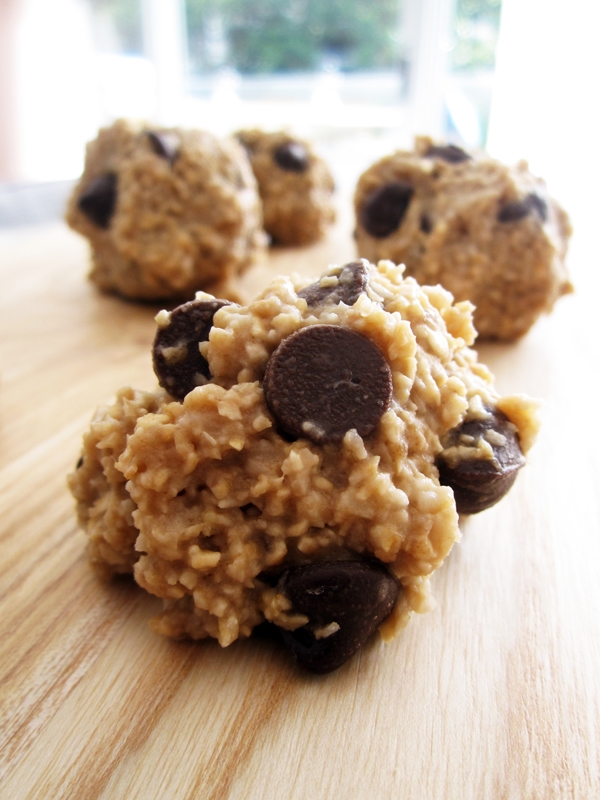 Almost Raw Chocolate Chip Cookie Dough Balls - Vegan and Gluten-Free