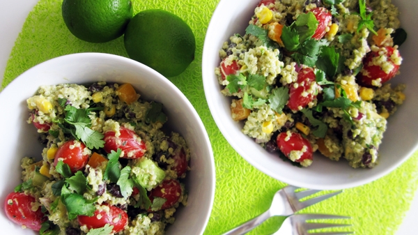 Southwestern Quinoa Salad with Creamy Avocado Dressing - Vegan and Gluten-Free