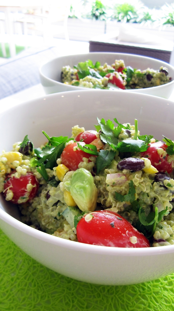 Southwestern Quinoa Salad with Creamy Avocado Dressing - Vegan and Gluten-Free