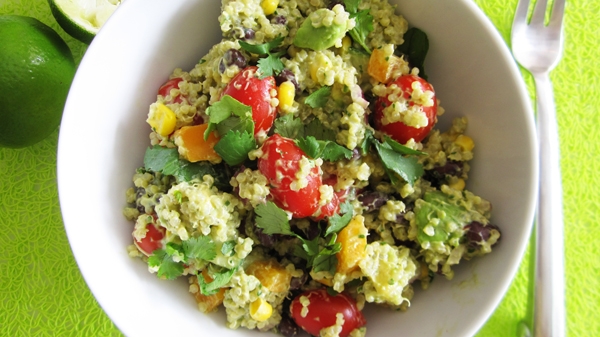 Southwestern Quinoa Salad with Creamy Avocado Dressing - Vegan and Gluten-Free