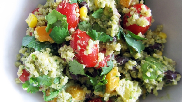 Southwestern Quinoa Salad with Creamy Avocado Dressing - Vegan and Gluten-Free