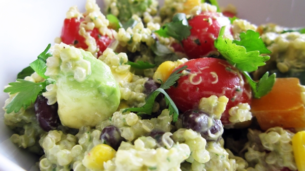 Southwestern Quinoa Salad with Creamy Avocado Dressing - Vegan and Gluten-Free