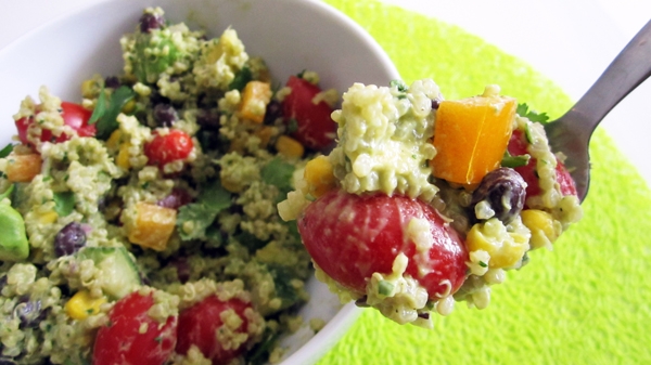 Southwestern Quinoa Salad with Creamy Avocado Dressing - Vegan and Gluten-Free