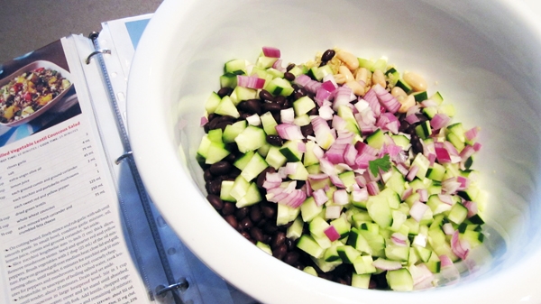 chopped veggies & beans