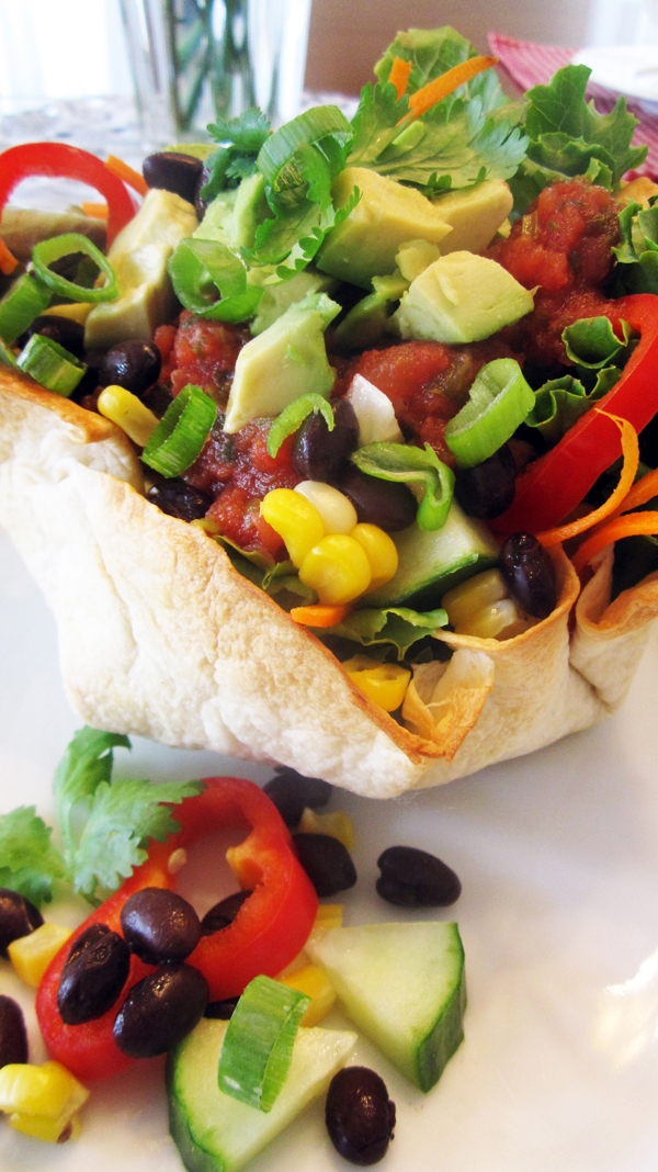 Vegan Taco Salad with Homemade Tortilla Bowls — Vegangela