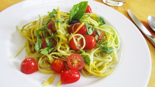 Fresh Tomato, Basil and Lemon Zucchini Pasta - Vegan, Gluten-Free, Low-Carb