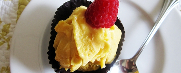 Raw Banana Mango Ice Cream in Chocolate Cups - Vegan & Gluten-Free