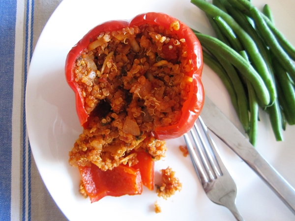 Make-Ahead Quinoa-Stuffed Peppers with Almonds and Mint - Vegan and Gluten-Free