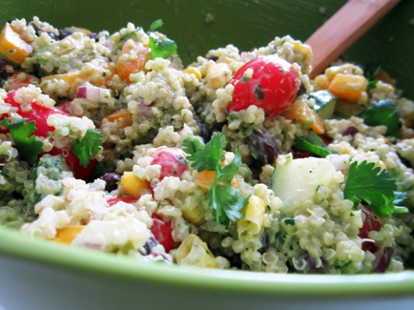 Southwestern Quinoa Salad with Creamy Avocado Dressing – Vegangela