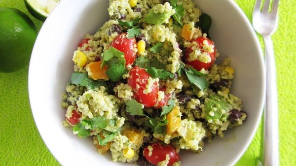 Southwestern Quinoa Salad with Creamy Avocado Dressing – Vegangela
